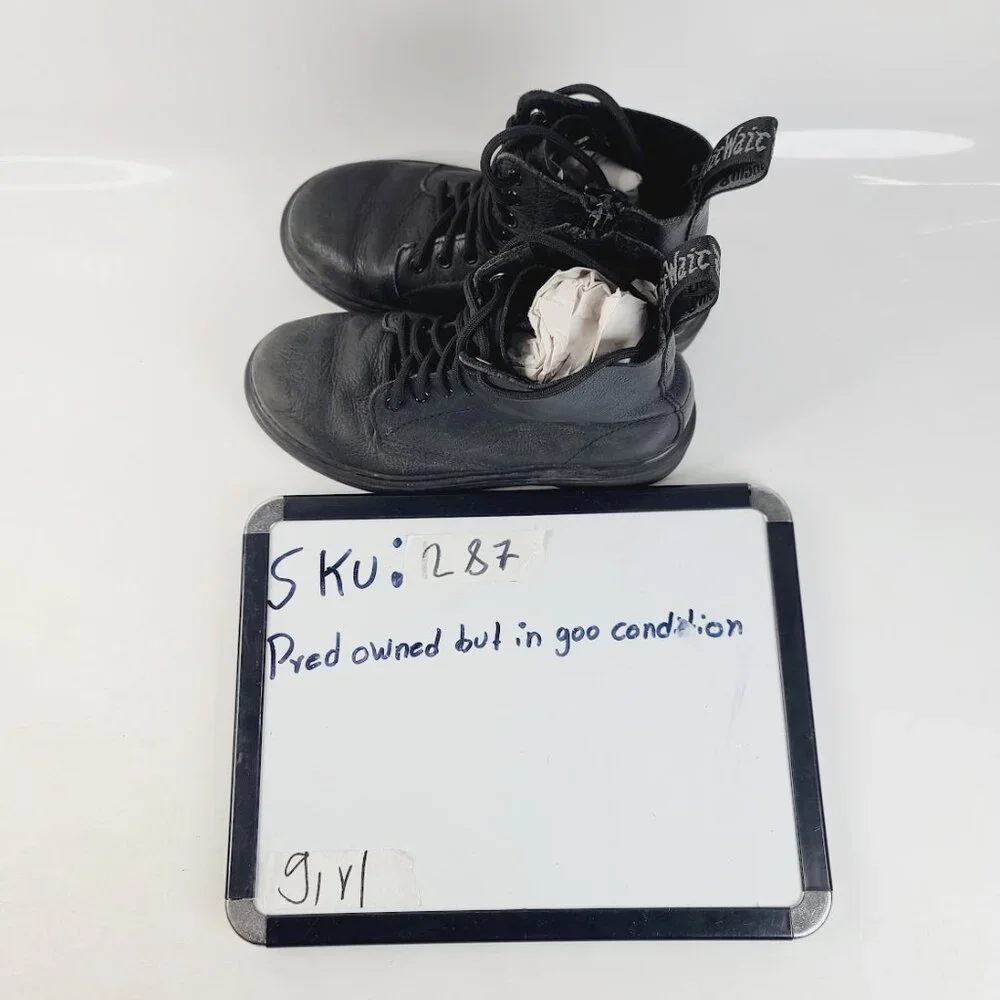Dr. Martens Girl's Black Pascal Mono 1460 Leather Ankle Moto‎ Boots Size 2